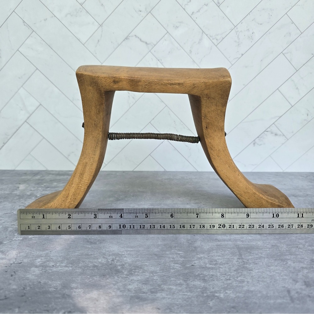 Vintage Hand Carved Wood Neck Rest Stool African Tribal Style Primitive Decor - Picture 8 of 10